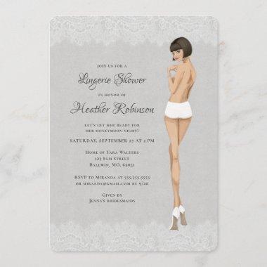 Bride in Panties Lacy Lingerie Shower Invitations