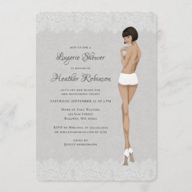 Bride in Panties Lacy Lingerie Shower Invitations