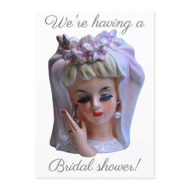 Bride in Pink Head Vase Manicure Bridal Shower Invitations