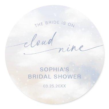 Bride Is On Cloud 9 Bridal Shower Classic Round Sticker