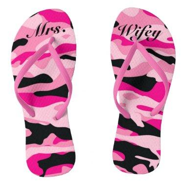 Bride Jane GI Military Camouflage Pink Party Flip Flops