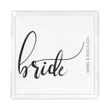 Bride Minimalist Black White Vanity Acrylic Tray