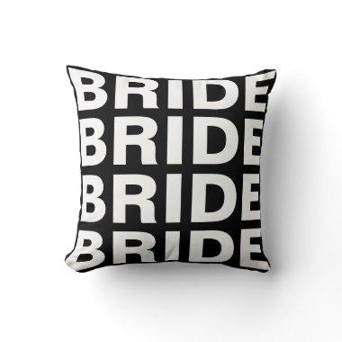 Bride modern black and white wedding throw pillow