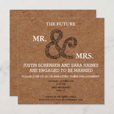 BRIDE Mr & Mrs Rustic Wedding Bridal Shower Party Invitations