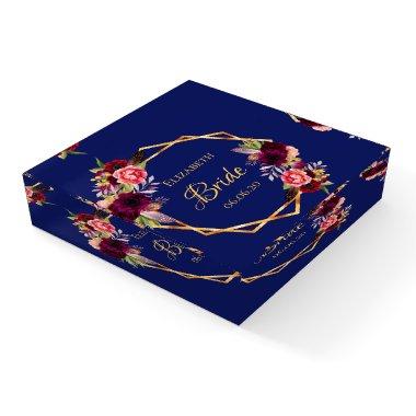 Bride navy blue flowers geometric burgundy paperweight