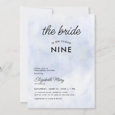 Bride on Cloud 9 Pastel Blue Girly Bridal Shower Invitations