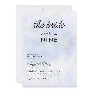 Bride on Cloud 9 Pastel Blue Girly Bridal Shower Invitations