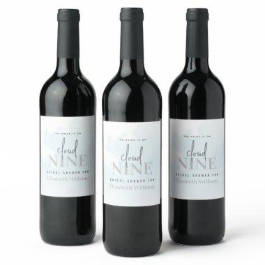 Bride On Cloud Nine Simple Modern  Wine Label