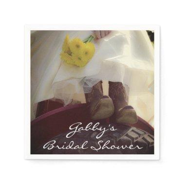 Bride on Red Tractor Country Farm Bridal Shower Paper Napkins