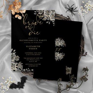 Bride Or Die Black Gold Gothic Bachelorette Party