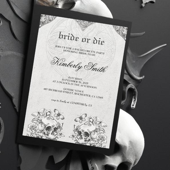 Bride or Die Gothic Bachelorette Party Invitations