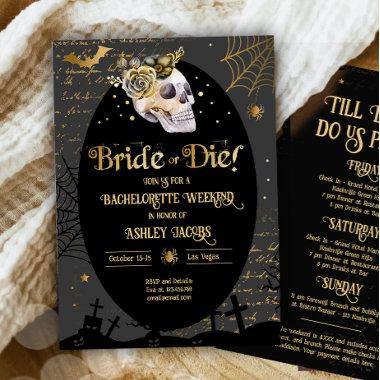 Bride or Die Halloween Bachelorette Weekend Invitations