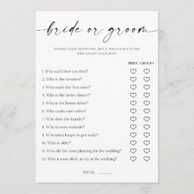 Bride or Groom Bridal Shower Game Program