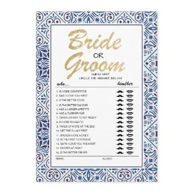 Bride or Groom game fully editable card