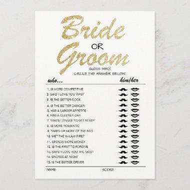 Bride or Groom game fully editable card