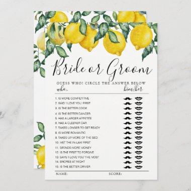 Bride or Groom game fully Lemons editable card