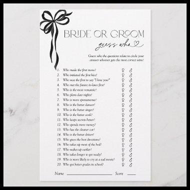 Bride Or Groom Guess Who Black Bow Shower Game