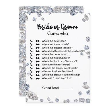 Bride or Groom Guess Who Bridal Shower Game Invitations