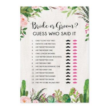 Bride or Groom He or She Fiesta Bridal Shower Game Invitations