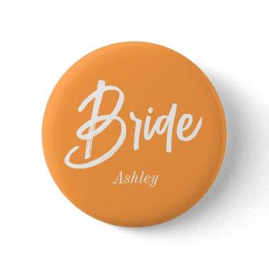 Bride Orange White Wedding Script Button
