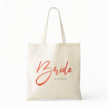 Bride Peach Pink Faux Glitter Wedding Canvas 2 Tote Bag