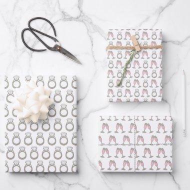 Bride Pink Champagne Diamond Bridal Party Shower Wrapping Paper Sheets
