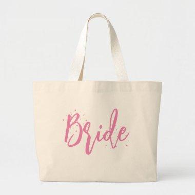 Bride Pink Cute Fun Calligraphy Script Simple Large Tote Bag