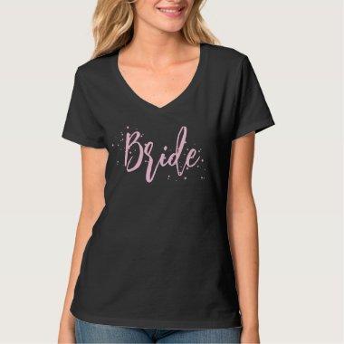 Bride Pink Cute Fun Calligraphy Script Simple T-Shirt