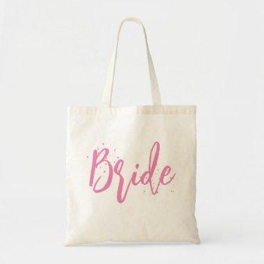 Bride Pink Cute Fun Calligraphy Script Simple Tote Bag