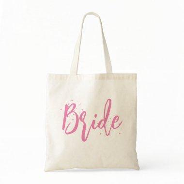 Bride Pink Cute Fun Calligraphy Script Simple Tote Bag