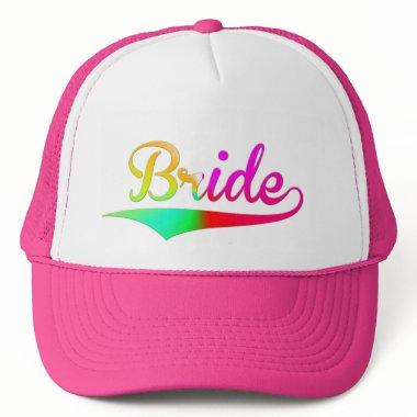 bride rainbow bridal wedding hat pink rainbow