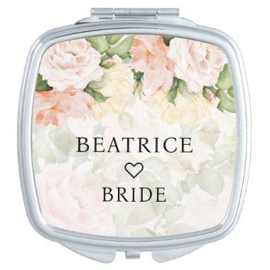 Bride Rose Elegant Floral Bridal Shower Compact Mirror