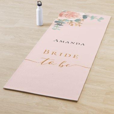 Bride rose gold floral eucalyptus bachelorette yoga mat