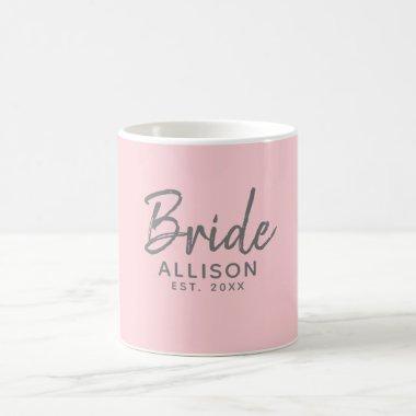 Bride Script Blush Pink Established Personalized Coffee Mug