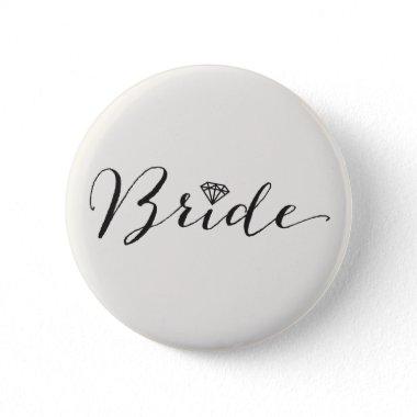 Bride Script Diamond Chic Wedding Bridal Party Pinback Button