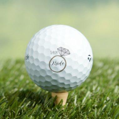 Bride Script Wedding Date Golf Balls