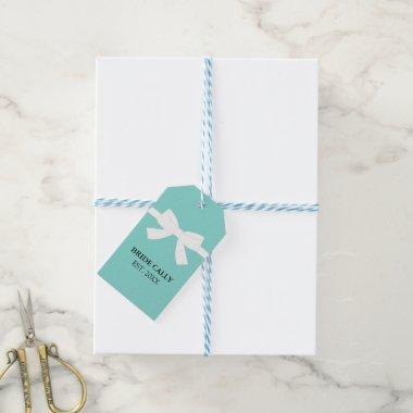 BRIDE Shower Teal Blue Tiara Party Gift Tags