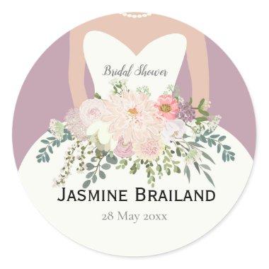 Bride silhouette bridal shower classic round stick classic round sticker