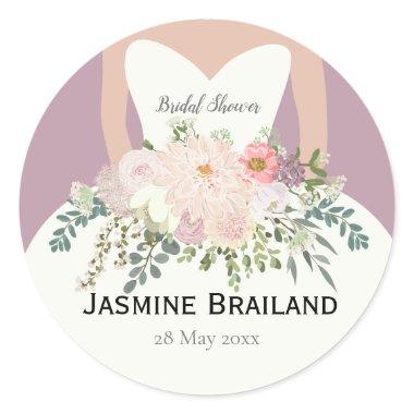 Bride silhouette bridal shower classic round stick classic round sticker