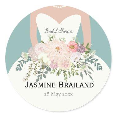 Bride silhouette bridal shower classic round sticker