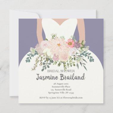 Bride silhouette with floral bouqet bridal shower