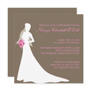Bride Silhouette with Pink Flowers