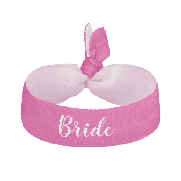 Bride Something Pink White Wedding Party Elastic Hair Tie
