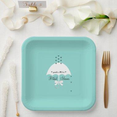 BRIDE Sprinkle Little Love Teal Blue Shower Party Paper Plates