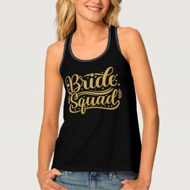 Bride Squad Black and Gold Word Art Tank Top