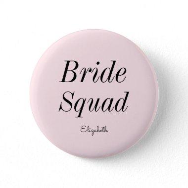 Bride Squad Blush Pink Black Wedding Button