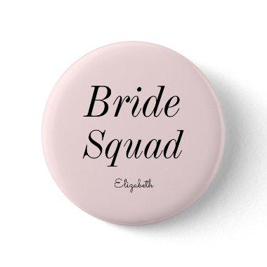 Bride Squad Blush Pink Black Wedding Button