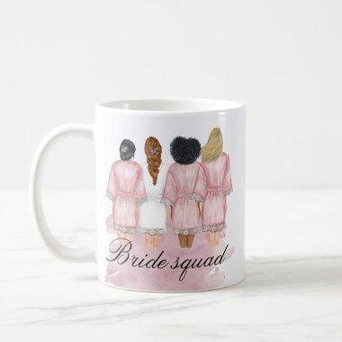 bride squad blush wedding robes monogram coffee mug