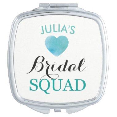 Bride Squad Heart Teal Bridesmaids Shower Wedding Compact Mirror