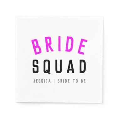 Bride Squad | Hot Pink Bachelorette Bridesmaid Napkins